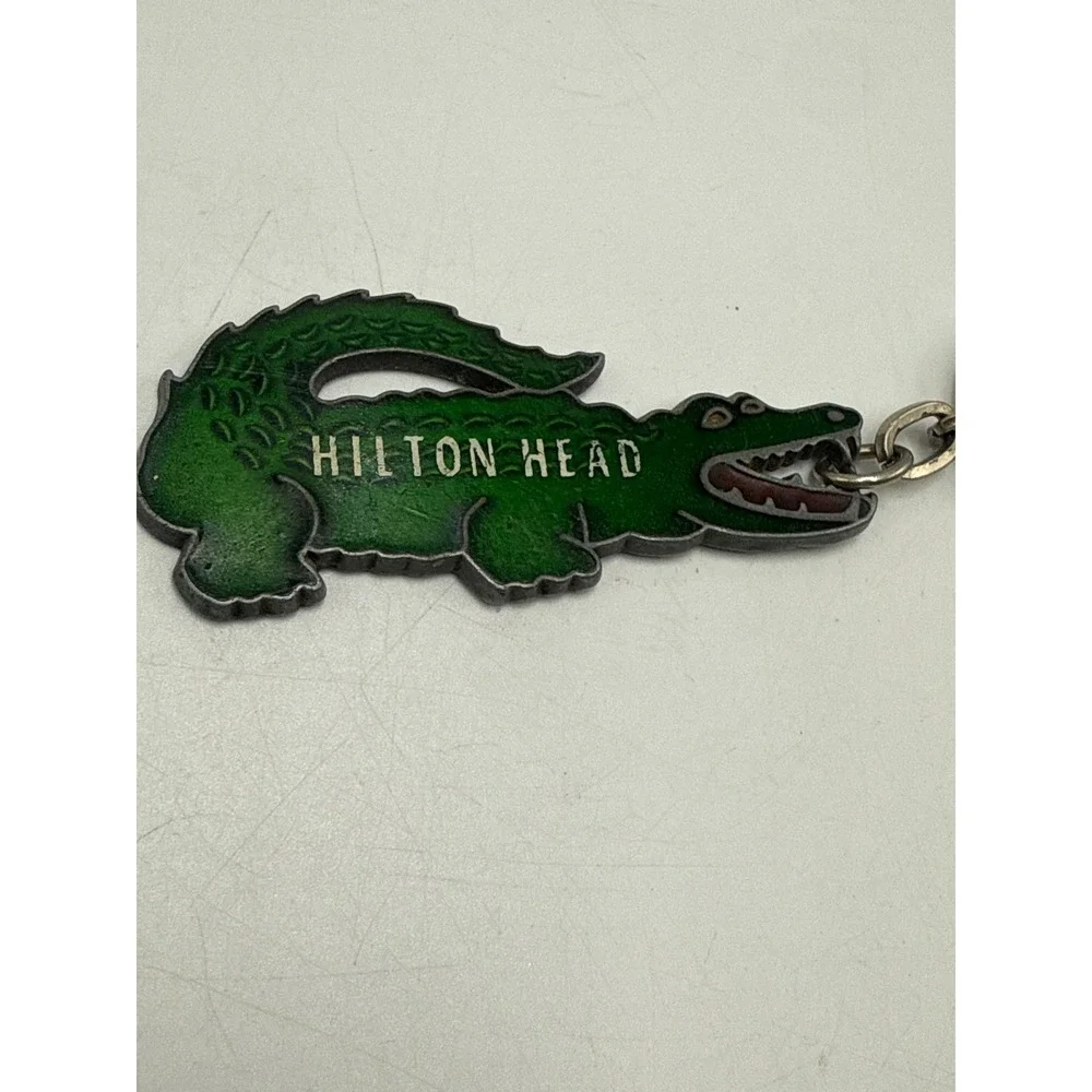 Vintage‎ Hilton Head Alligator Keychain Green Metal Souvenir South Carolina